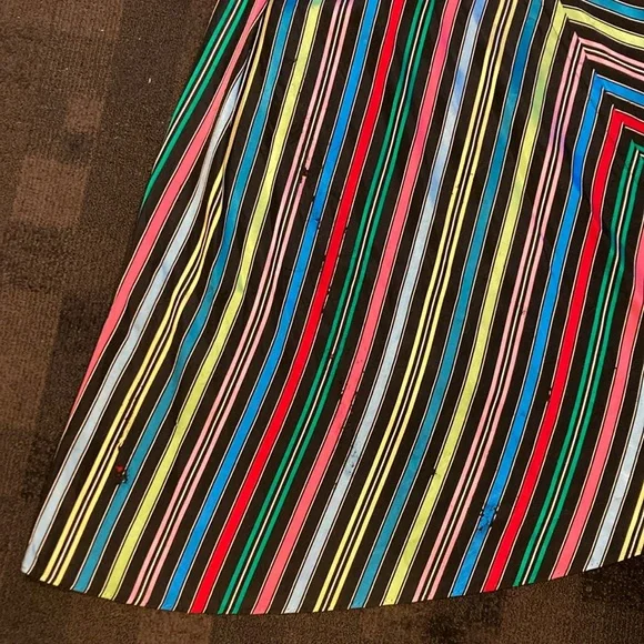 Vintage Rare Maxan Taffeta Rainbow Stripe Circle Skirt Maxi Dress